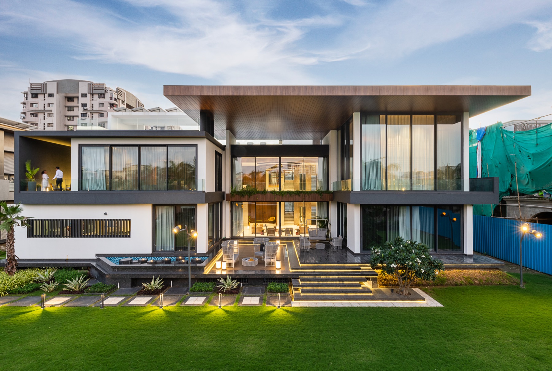 G.R. Asodaria contemporary residence rear elevation